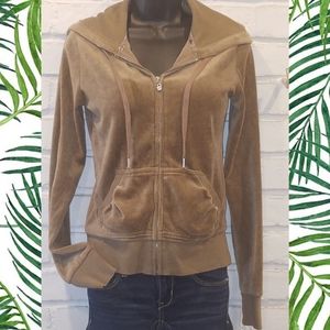 Express coffee color Velour Hoodie NOS NWT Y2K